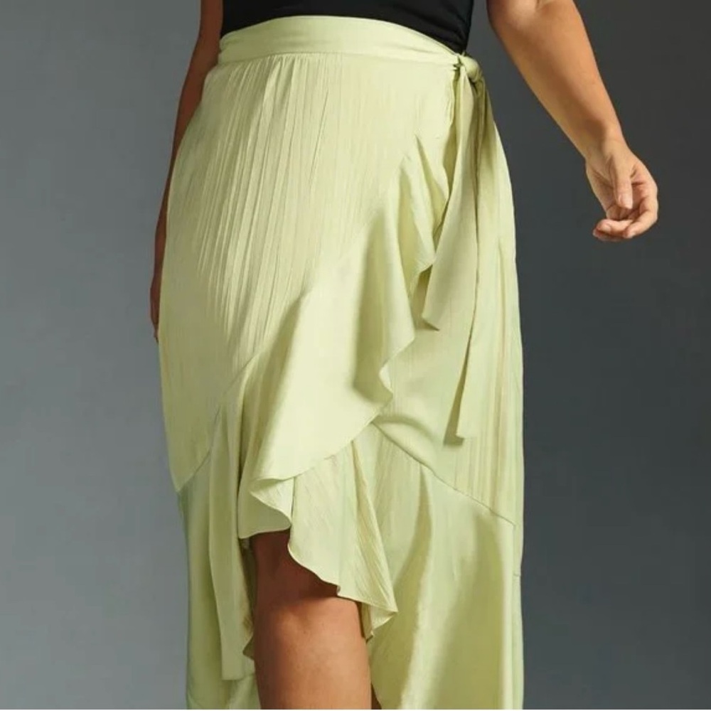 Anthropologie Maeve Green Wrap Skirt